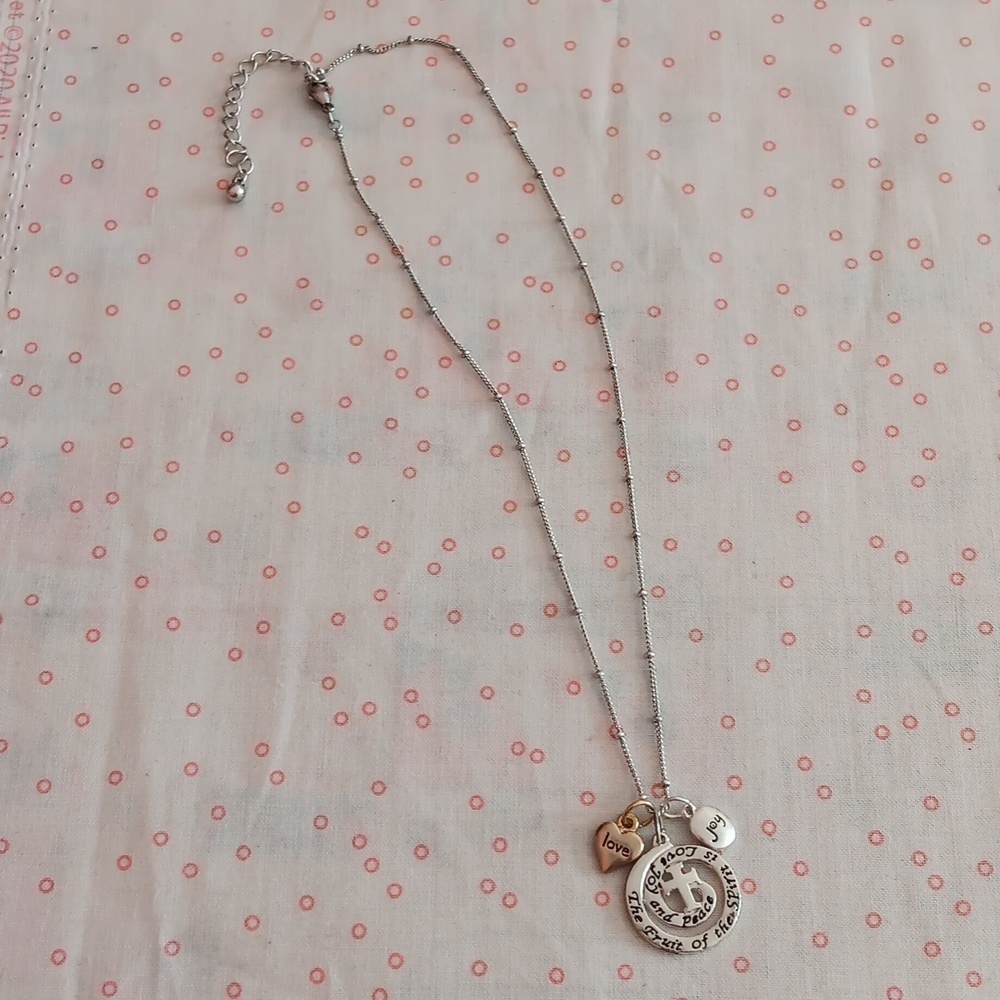 Silver and Gold Tone Fruit of the Spirit Necklace - Picture 7 of 8
